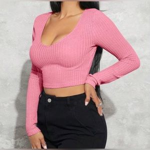 Scoop Neck Crop Long Sleeve Tee BRAND NEW